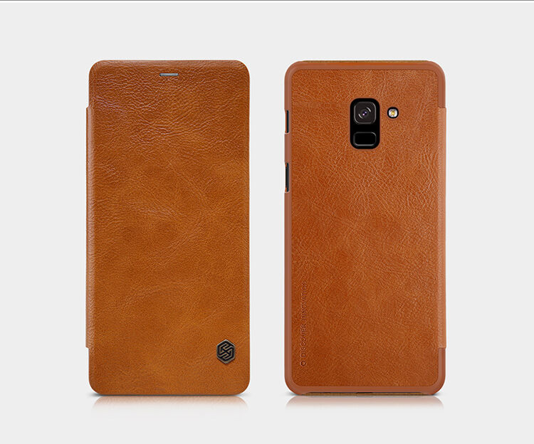 Nillkin Qin bőr flip cover tok Samsung Galaxy A8 (2018) - barna
