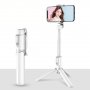 Teleszkópos távirányítós Bluetooth selfie bot / állvány háromlábú állvánnyal - iPhone - fehér