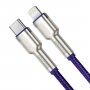 Baseus CATLJK-A01 Cafule Series fonott adatátviteli és töltő kábel, USB-C / Lightning - iPhone / iPad / iPod / AirPods - 1 m - lila