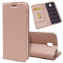 Bőr flip cover tok Samsung Galaxy J3 (2017) - rózsaszín-arany