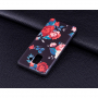 Műanyag tok - rózsa - Samsung Galaxy A8 (2018) - fekete