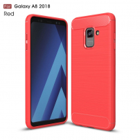 Műanyag tok csiszolt textúrával Samsung Galaxy A8 (2018) - piros