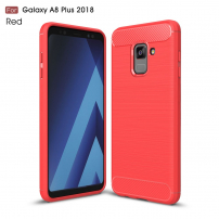 Műanyag tok csiszolt textúrával Samsung Galaxy A8 Plus (2018) - piros
