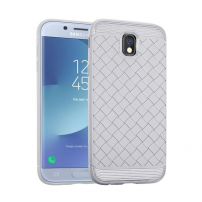Műanyag tok fonott textúrával Samsung Galaxy J3 (2017) - szürke