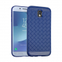 Műanyag tok fonott textúrával Samsung Galaxy J3 (2017) - kék