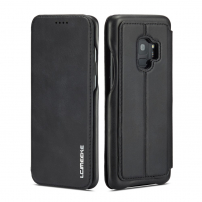 LC.Imeeke bőr flip cover tok Samsung Galaxy S9 - fekete