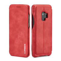 LC.Imeeke bőr flip cover tok Samsung Galaxy S9 - piros