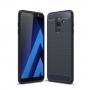 Műanyag tok csiszolt textúrával Samsung Galaxy A6 Plus (2018) - sötétkék