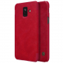 Nillkin Qin bőr flip cover tok Samsung Galaxy A6 (2018) - piros