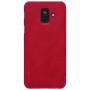 Nillkin Qin bőr flip cover tok Samsung Galaxy A6 (2018) - piros
