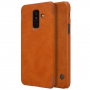 Nillkin Qin bőr flip cover tok Samsung Galaxy A6 Plus (2018) - barna