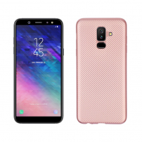 Műanyag tok karbon textúrával Samsung Galaxy A6 Plus (2018) - rózsaszín-arany