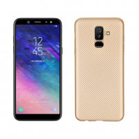 Műanyag tok karbon textúrával Samsung Galaxy A6 Plus (2018) - arany