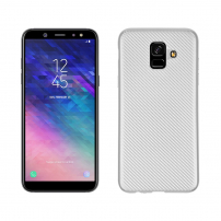 Műanyag tok karbon textúrával Samsung Galaxy A6 (2018) - ezüst