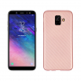 Műanyag tok karbon textúrával Samsung Galaxy A6 (2018) - rózsaszín-arany