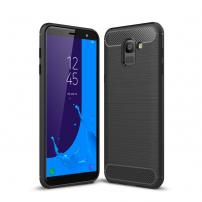 Műanyag tok csiszolt textúrával Samsung Galaxy J6 (2018) - fekete