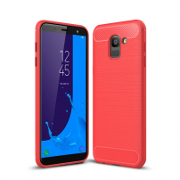 Műanyag tok csiszolt textúrával Samsung Galaxy J6 (2018) - piros