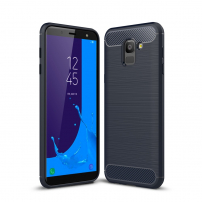 Műanyag tok csiszolt textúrával Samsung Galaxy J6 (2018) - sötétkék