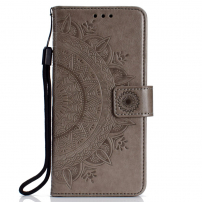 Flip cover tok - mandala lenyomattal - Samsung Galaxy A6 Plus (2018) - szürke