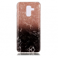 Műanyag tok - márvány - Samsung Galaxy A6 Plus (2018) - barna-fekete