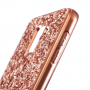 Csillámló műanyag tok Samsung Galaxy J6 (2018) - rózsaszín-arany