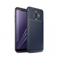 Ipaky műanyag tok karbon textúrával Samsung Galaxy A6 (2018) - sötétkék