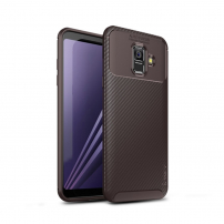 Ipaky műanyag tok karbon textúrával Samsung Galaxy A6 (2018) - barna