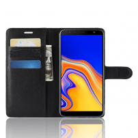 Litchi flip cover tok Samsung Galaxy J4 Plus - fekete
