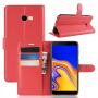 Litchi flip cover tok Samsung Galaxy J4 Plus - piros