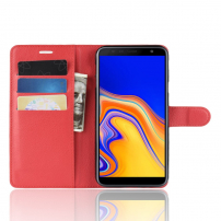 Litchi flip cover tok Samsung Galaxy J4 Plus - piros