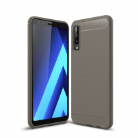 Műanyag tok csiszolt textúrával Samsung Galaxy A7 (2018) - szürke