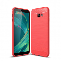 Műanyag tok csiszolt textúrával Samsung Galaxy J4 Plus - piros
