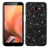 Műanyag tok csillámokkal Samsung Galaxy J6 Plus - fekete