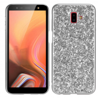 Műanyag tok csillámokkal Samsung Galaxy J6 Plus - ezüst