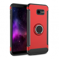 Tok csiszolt textúrával és tartóval Samsung Galaxy J4 Plus - piros