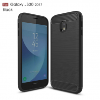 Műanyag tok csiszolt textúrával Samsung Galaxy J3 (2017) - fekete