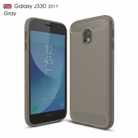 Műanyag tok csiszolt textúrával Samsung Galaxy J3 (2017) - szürke