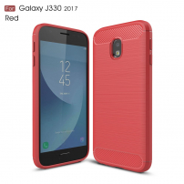 Műanyag tok csiszolt textúrával Samsung Galaxy J3 (2017) - piros