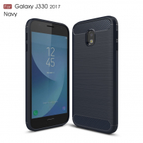 Műanyag tok csiszolt textúrával Samsung Galaxy J3 (2017) - sötétkék