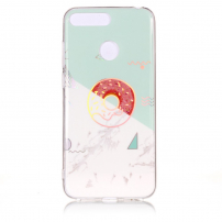 Műanyag tok - donut márvány - Honor 7A - türkizkék