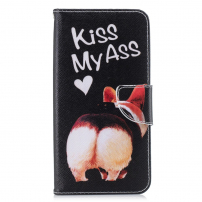 Pénztárcás tok - Kiss my ass - Xiaomi Redmi Note 6 - fekete