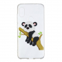 Puha védő tok - panda egy fán - Xiaomi Redmi Note 6 - transzparens