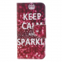 Flip cover tok - Keep calm and sparkle - Xiaomi Redmi Note 6 - piros