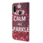 Flip cover tok - Keep calm and sparkle - Xiaomi Redmi Note 6 - piros
