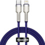 Baseus CATLJK-A01 Cafule Series fonott adatátviteli és töltő kábel, USB-C / Lightning - iPhone / iPad / iPod / AirPods - 1 m - lila