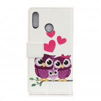 Bőr tok - bagoly család - Xiaomi Redmi Note 7 - fehér
