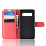 Flip cover tok bőr textúrával Samsung Galaxy S10 Plus - piros
