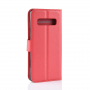 Flip cover tok bőr textúrával Samsung Galaxy S10 Plus - piros