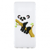 Műanyag tok - panda és bambusz - Samsung Galaxy S10 Plus - transzparens