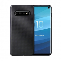 Műanyag tok karbon szál textúrával Samsung Galaxy S10 Plus - fekete